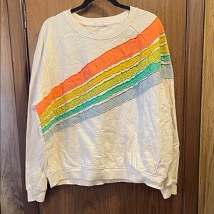 By Together Cream Sweater with Colorful Stripes